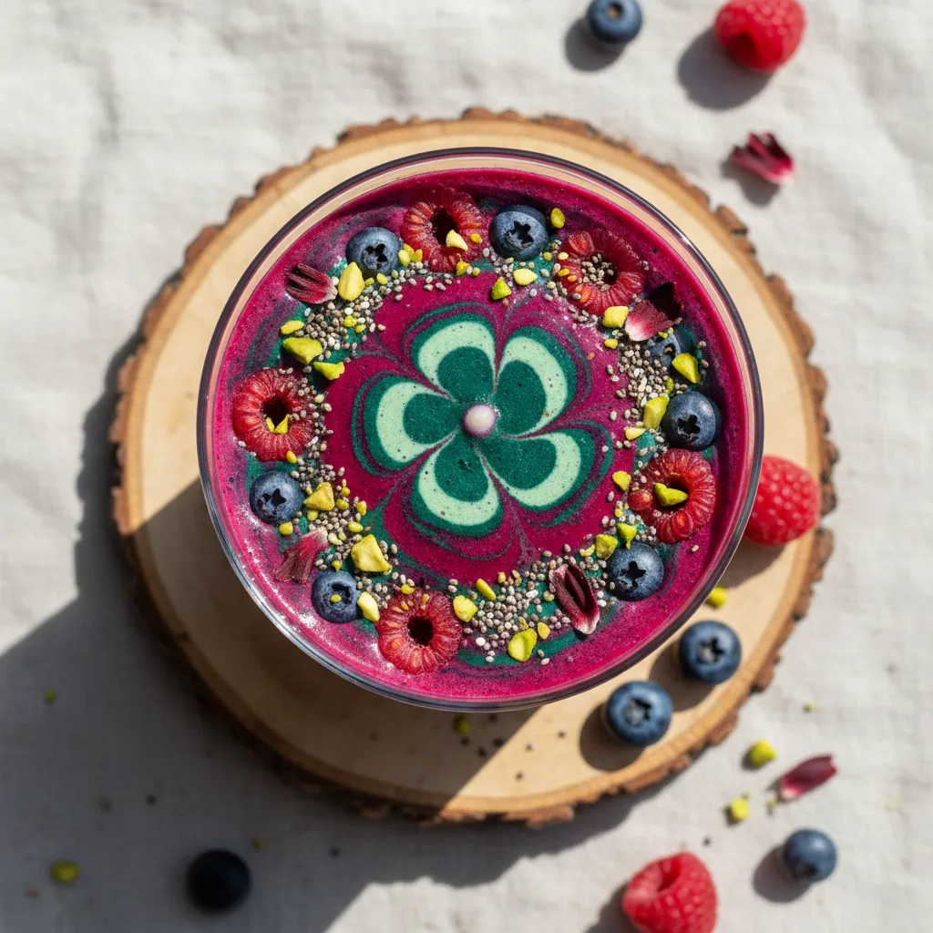 Creamy Hibiscus Berry Infusion Smoothie with Spirulina Swirl