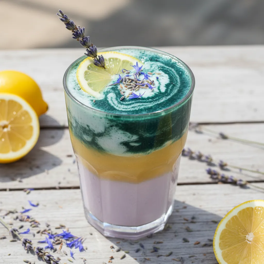 Creamy Lavender Lemonade Infusion with Spirulina Swirl