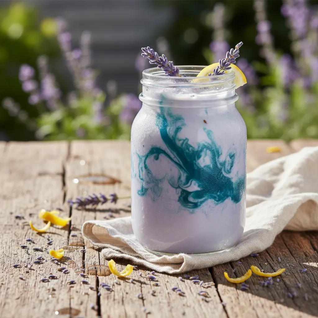 Creamy Lavender Lemonade Infusion with Spirulina Swirl