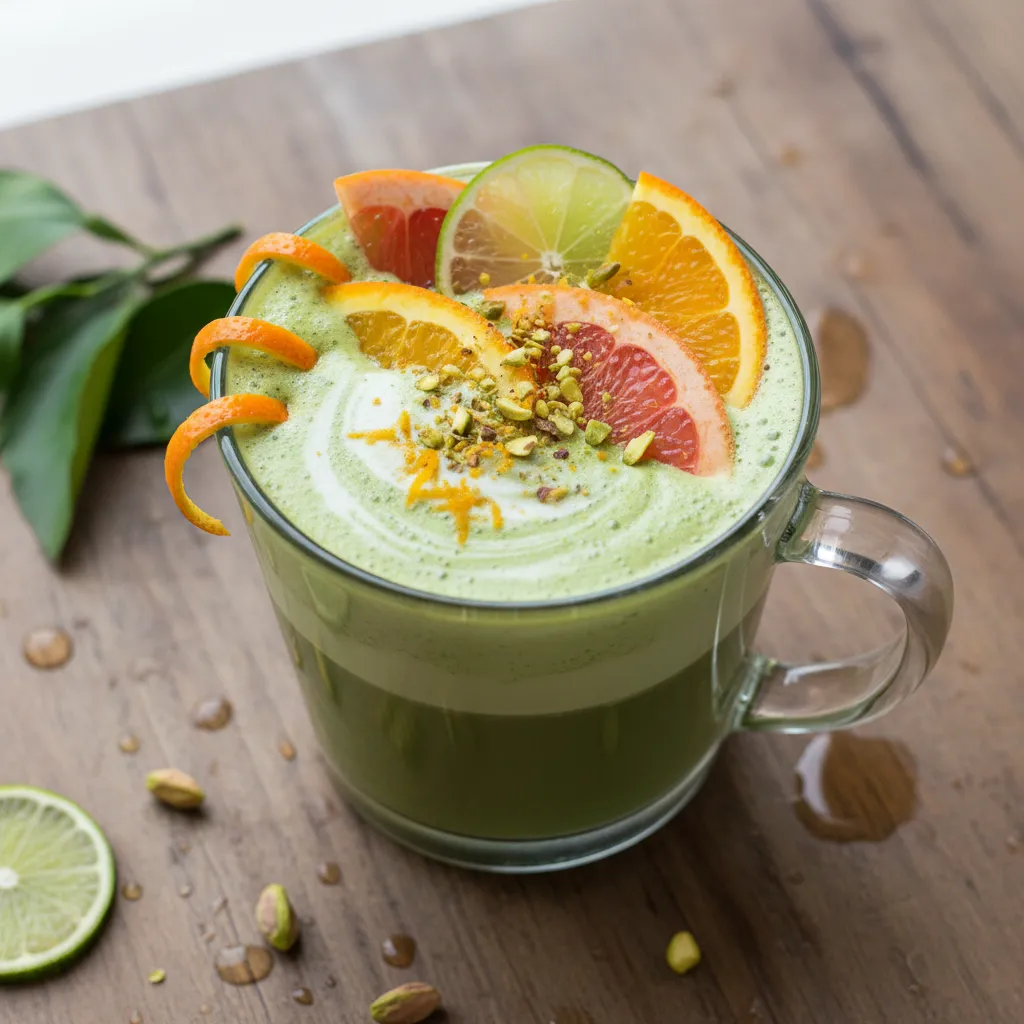 Creamy Matcha Almond Milk Latte with a Citrus Twist