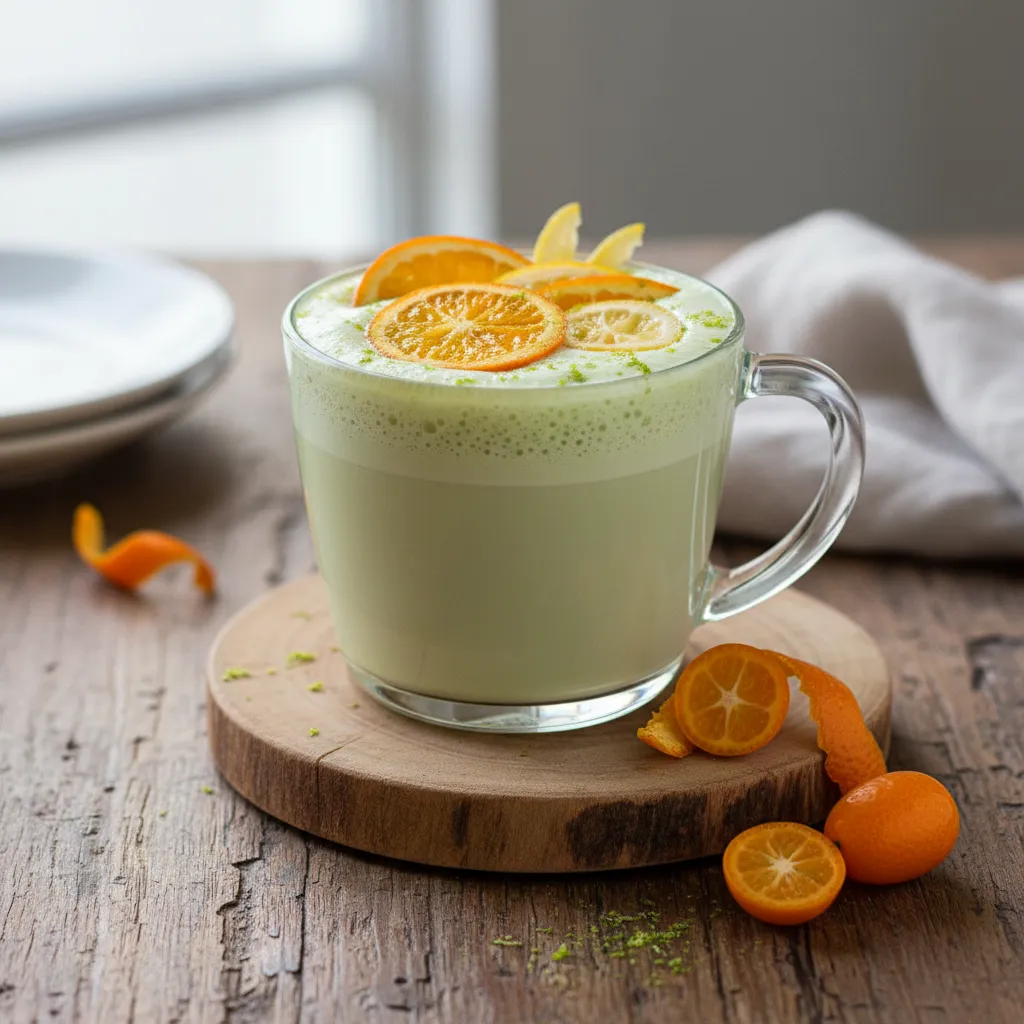 Creamy Matcha Almond Milk Latte with a Citrus Twist