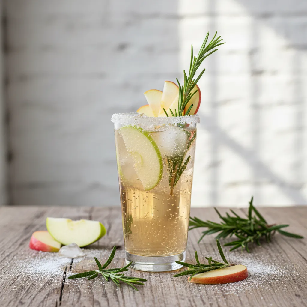 Crispy Apple and Rosemary Sparkling Mocktail