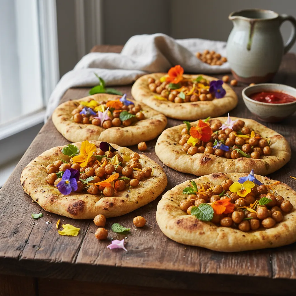 Crispy Chickpea and Edible Flower Flatbreads