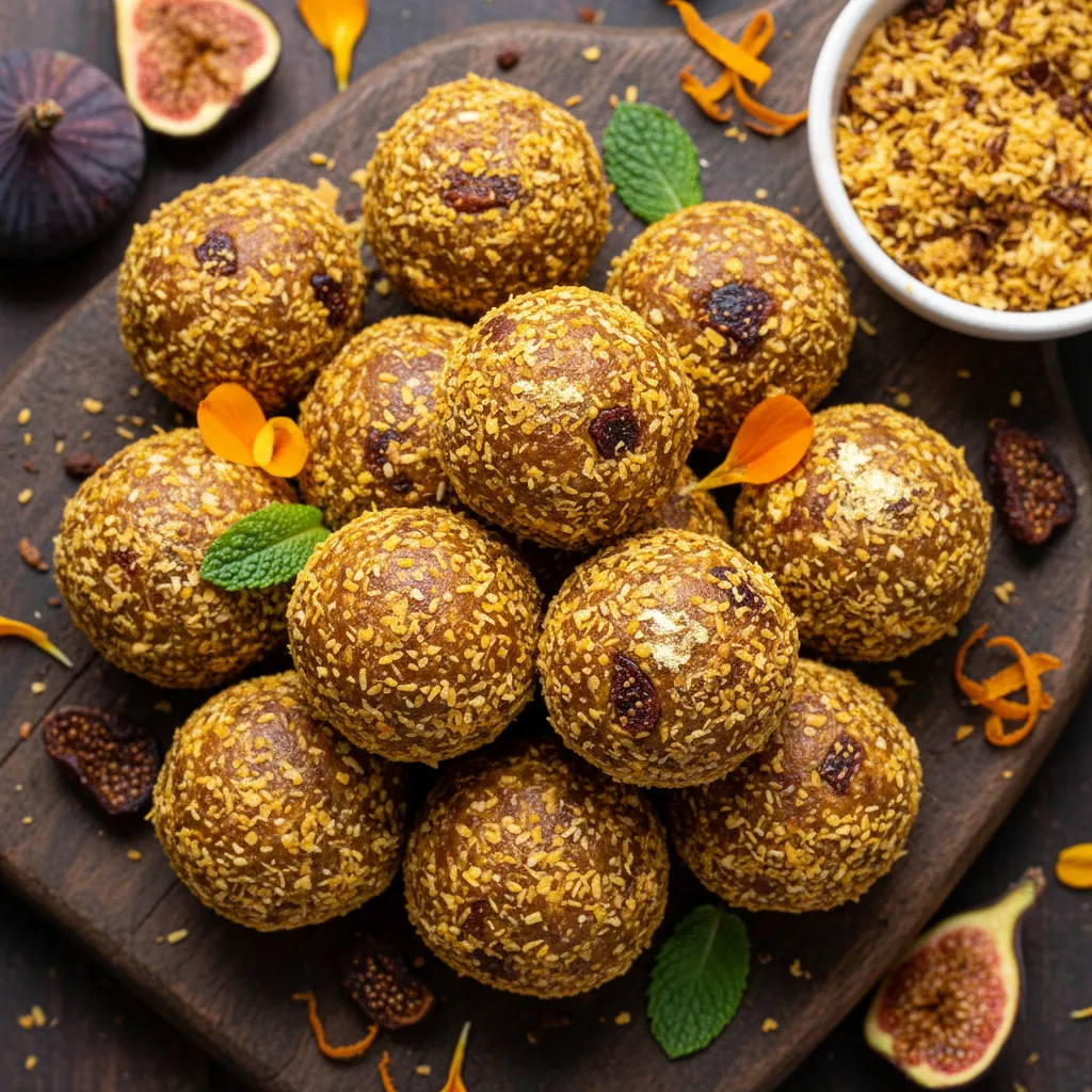 Crispy Fig and Turmeric Coconut Energy Balls