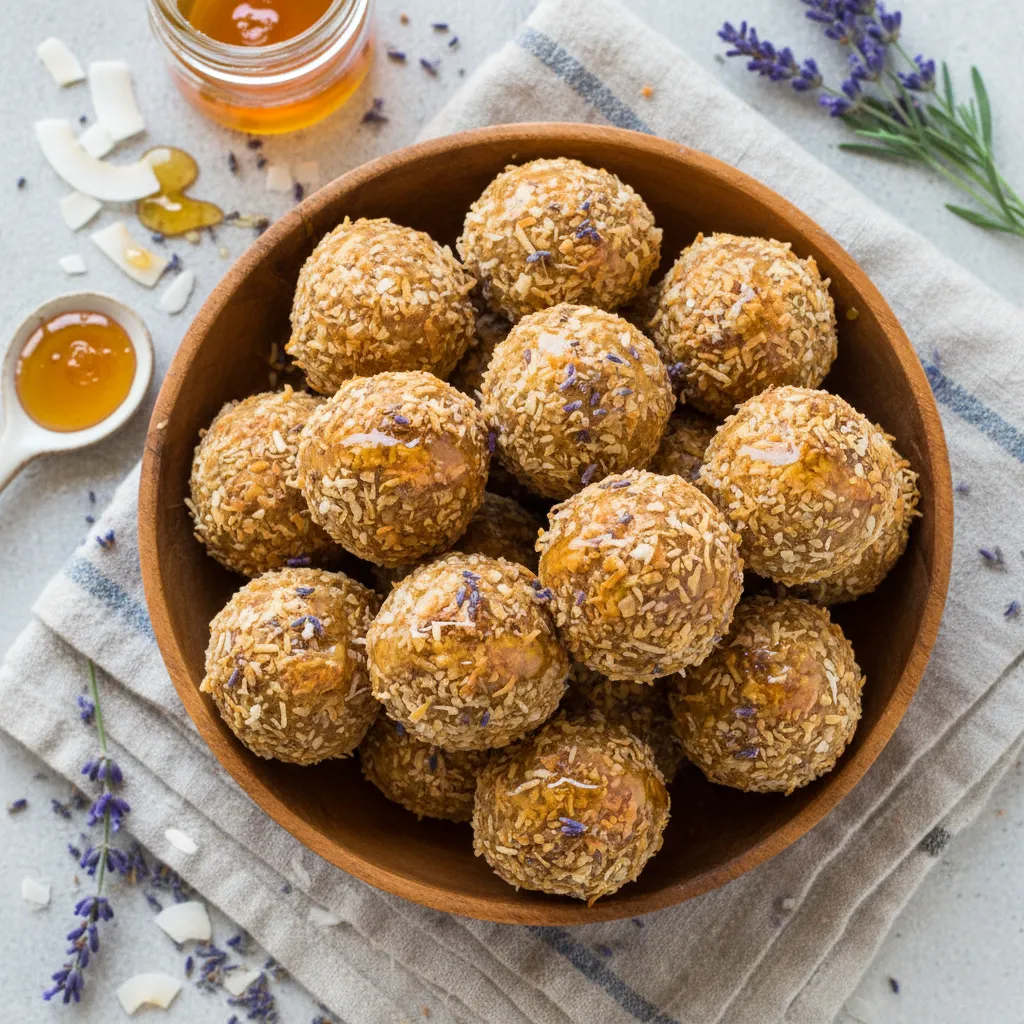Crispy Honey-Lavender Coconut Energy Bites