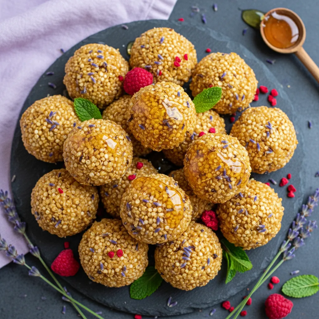 Crispy Quinoa and Lavender Honey Bites