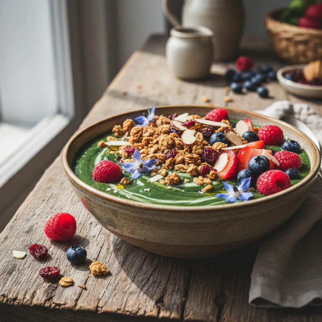 Crispy Spirulina & Berry Smoothie Bowl