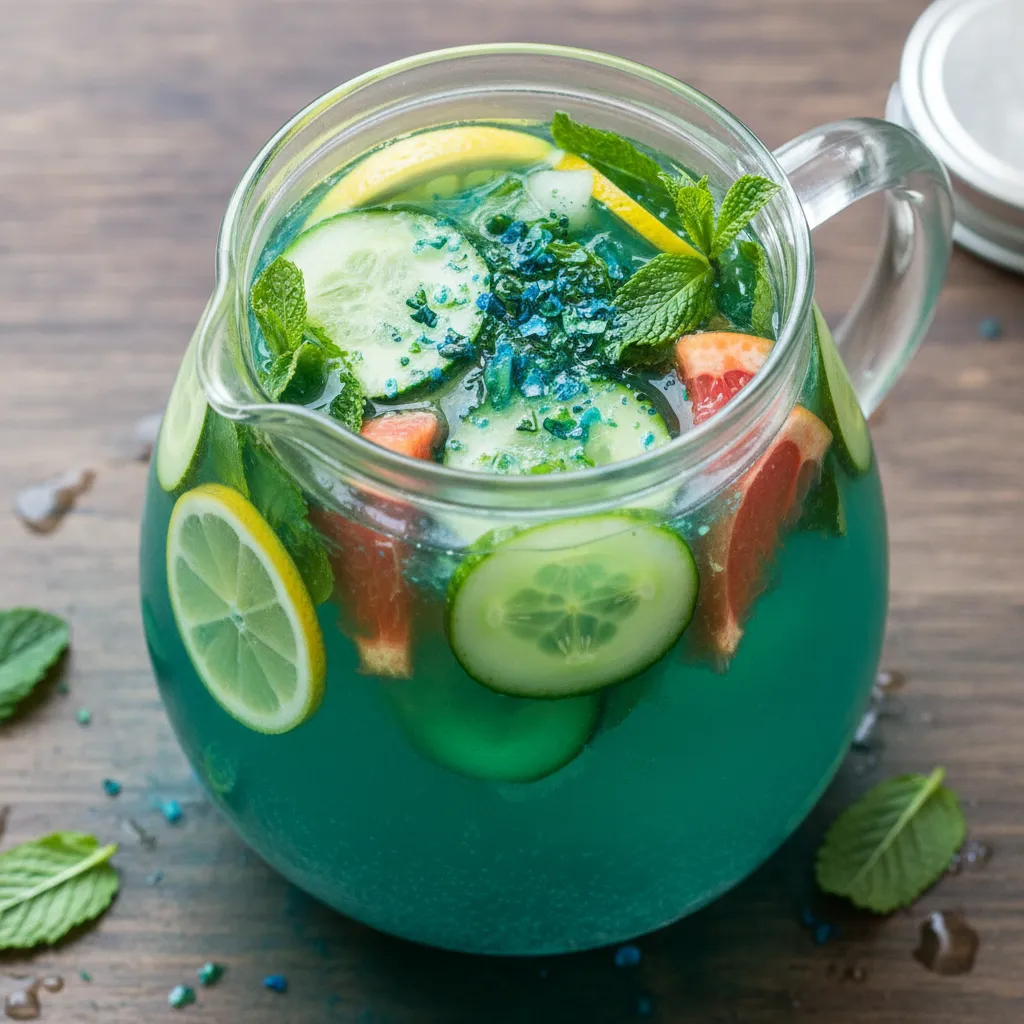 Cucumber Mint Citrus Infusion with Spirulina