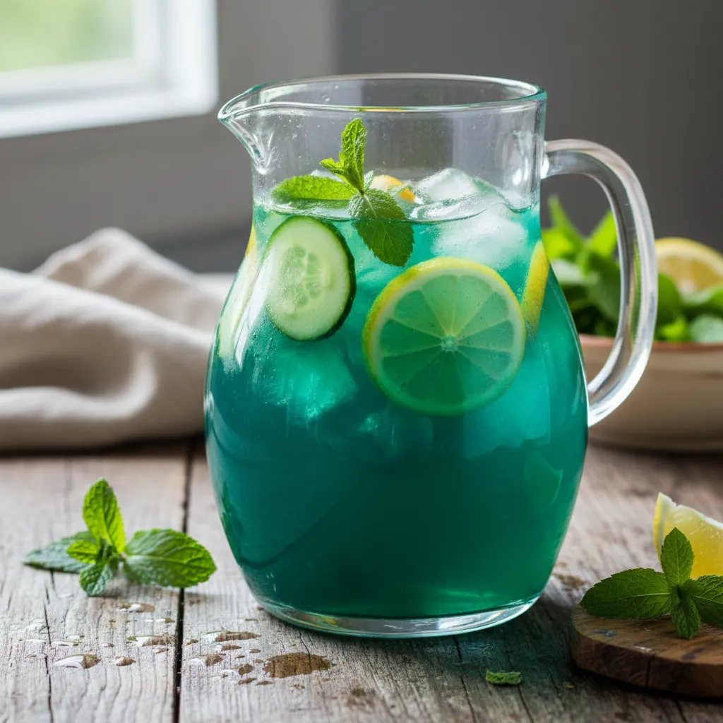 Cucumber Mint Citrus Infusion with Spirulina