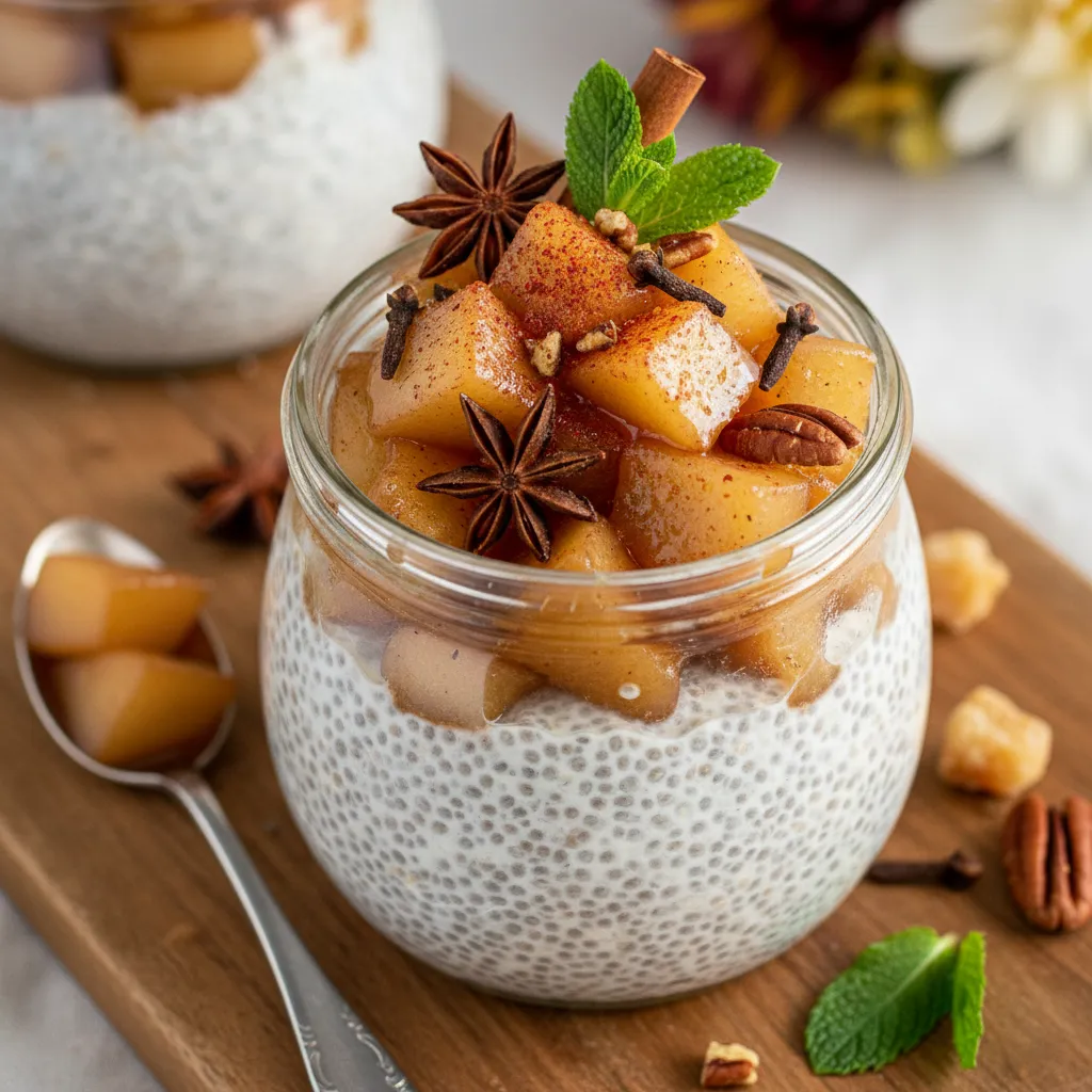 Decadent Maple Chia Pudding with Spiced Pear Compote
