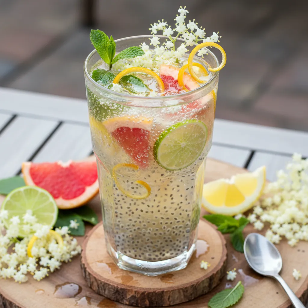 Elderflower Citrus Chia Fizz