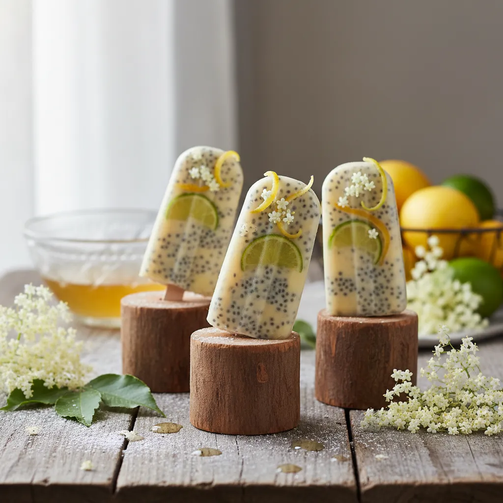 Elderflower Citrus Chia Pudding Popsicles