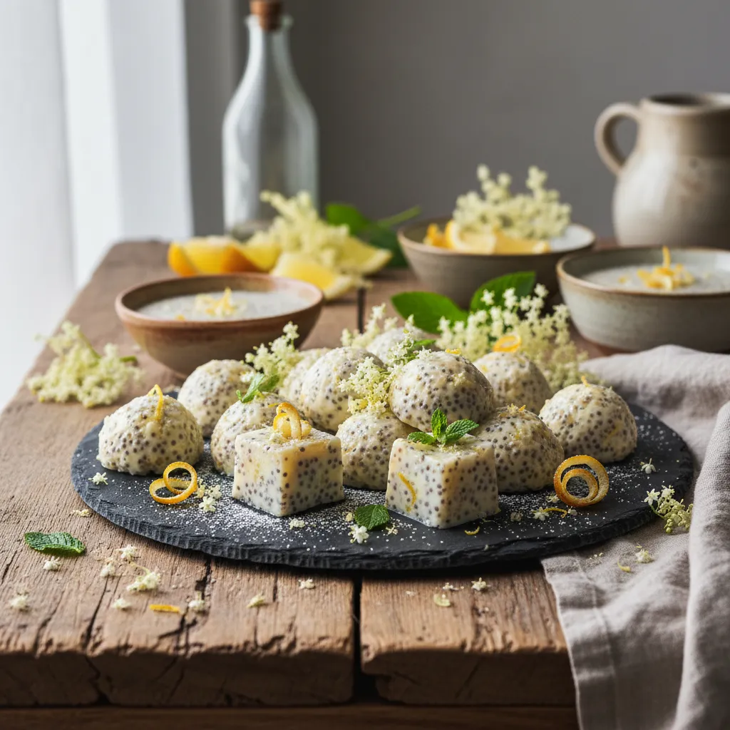Elderflower Citrus Chia Seed Pudding Bites