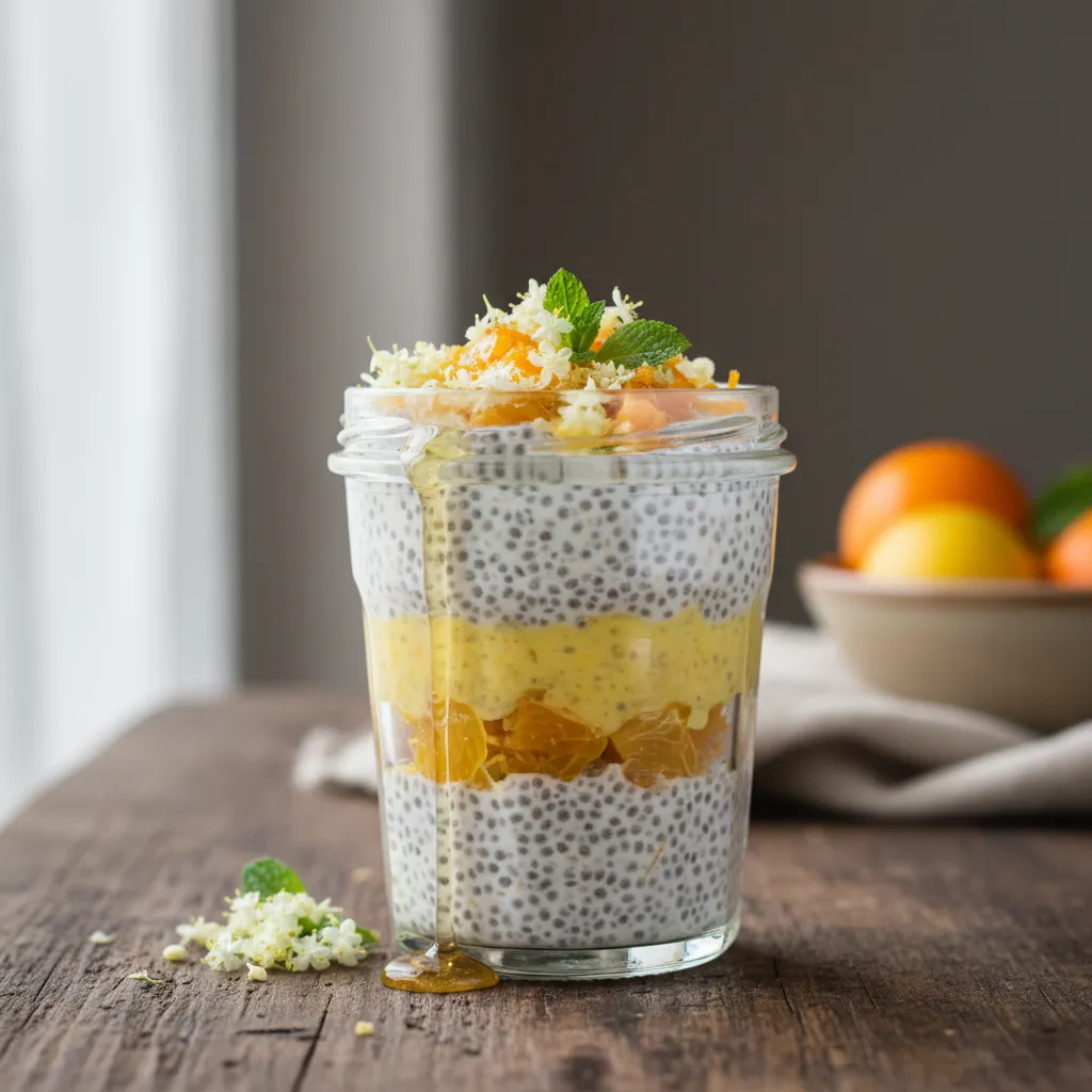 Elderflower and Citrus Infused Chia Pudding Parfait
