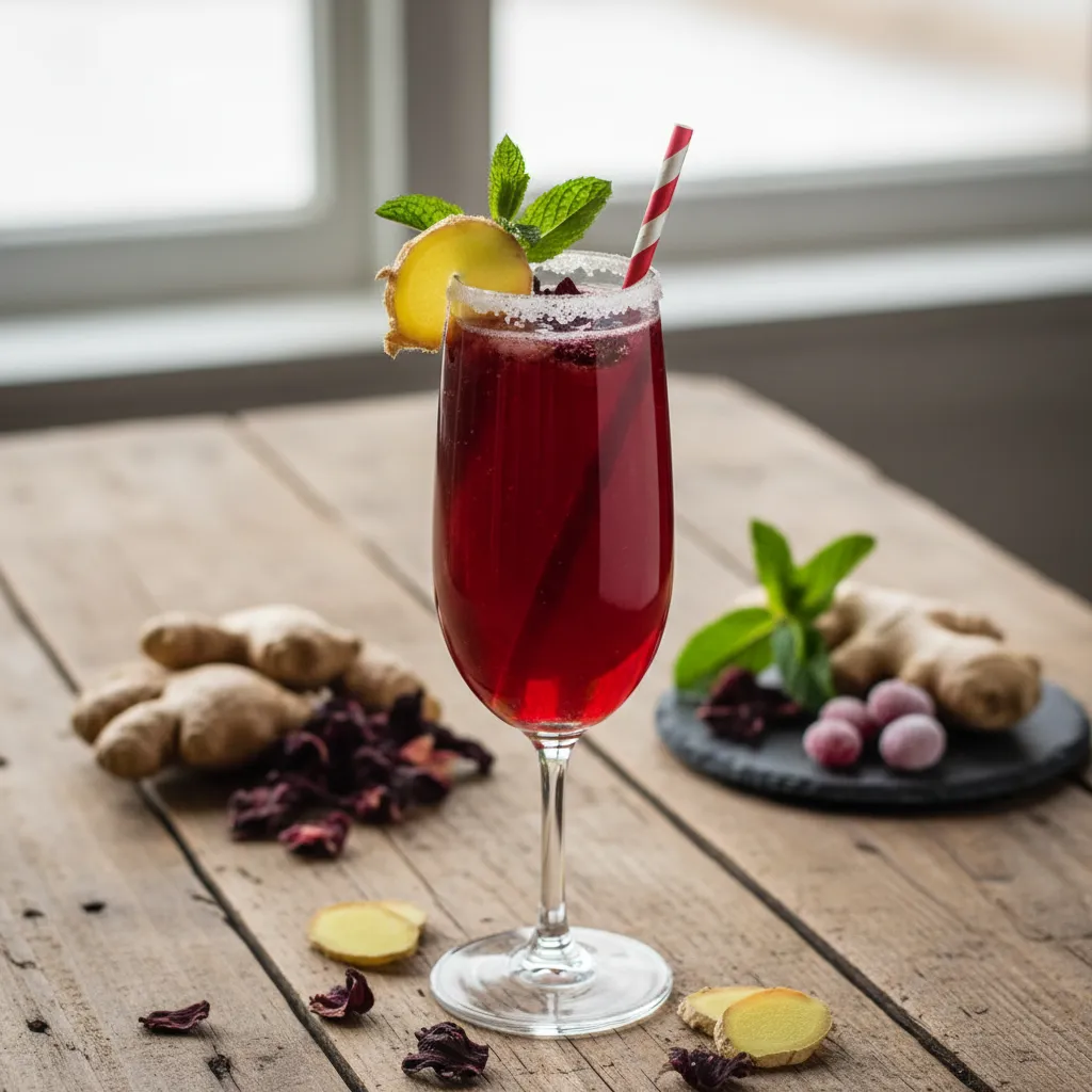 Festive Hibiscus Ginger Sparkler