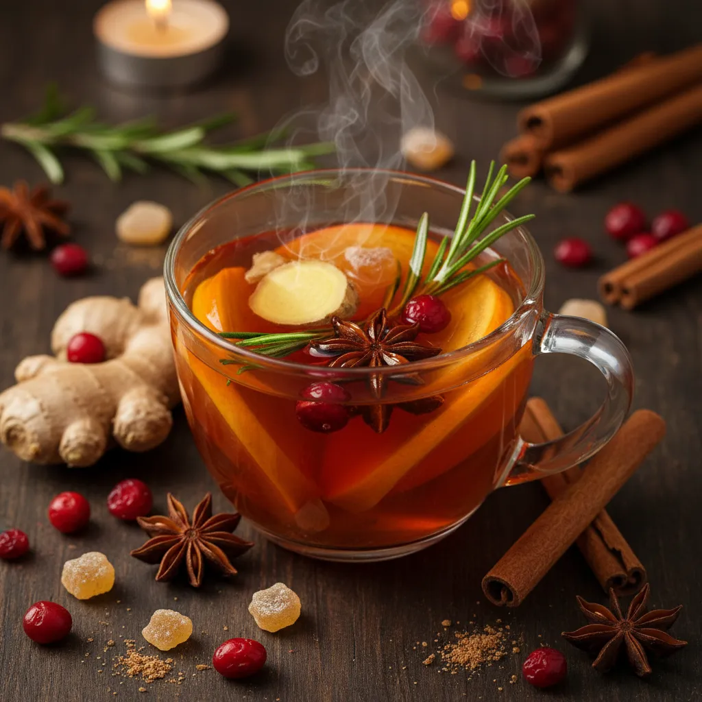 Festive Spiced Persimmon Infusion with Ginger and Rosemary