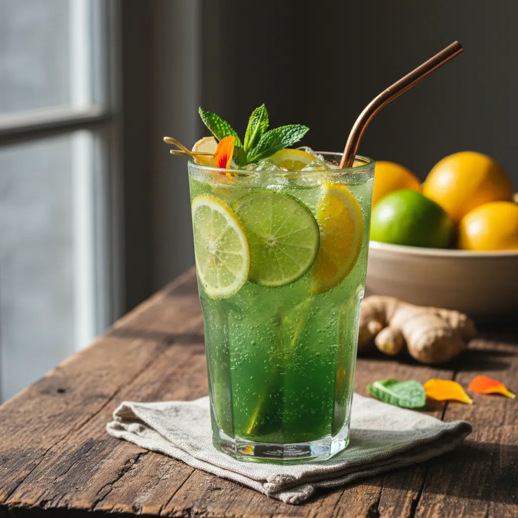 Fizzy Matcha Ginger Citrus Sparkler
