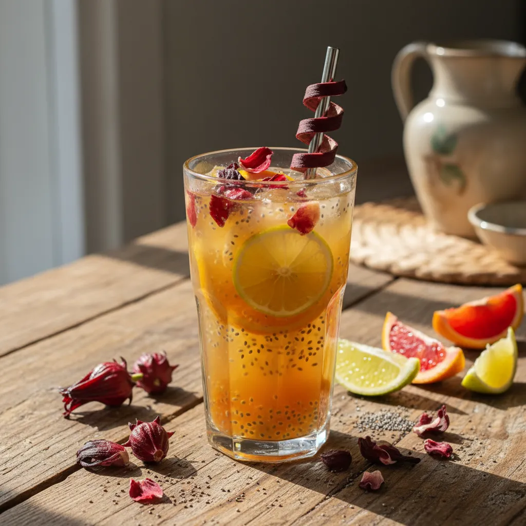 Floral Citrus Chia Refresh with Hibiscus Twist