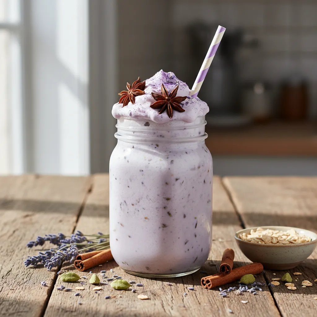 Frosted Lavender Chai Smoothie with Oat Milk