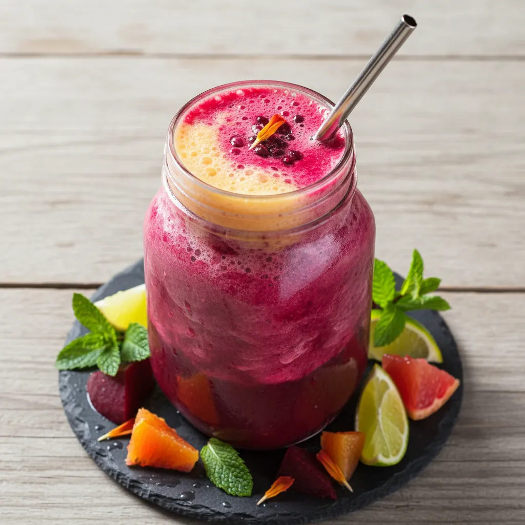 Frosty Beetroot Hibiscus Smoothie with Citrus Splash
