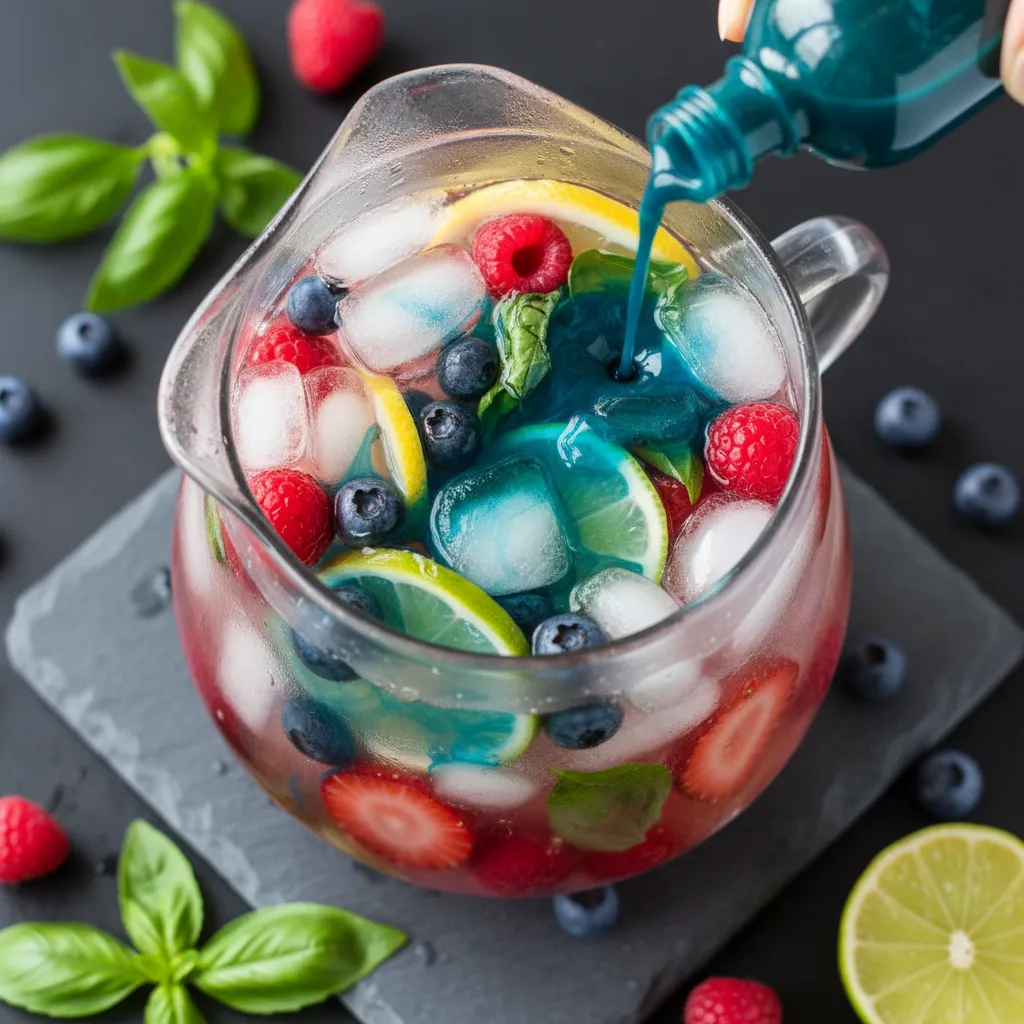 Frosty Berry Basil Citrus Infusion with Spirulina Splash