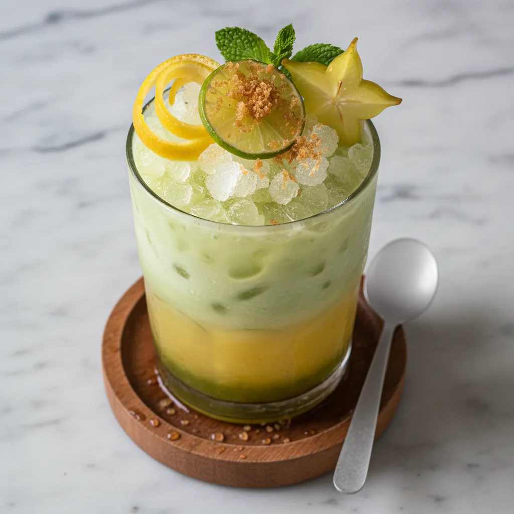 Frosty Citrus-Matcha Infusion with Ginger Zest