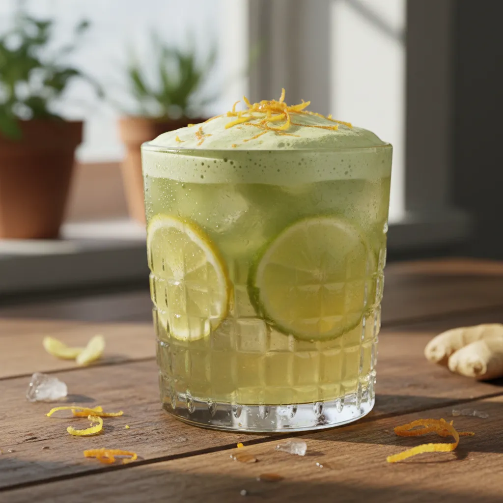 Frosty Citrus-Matcha Infusion with Ginger Zest