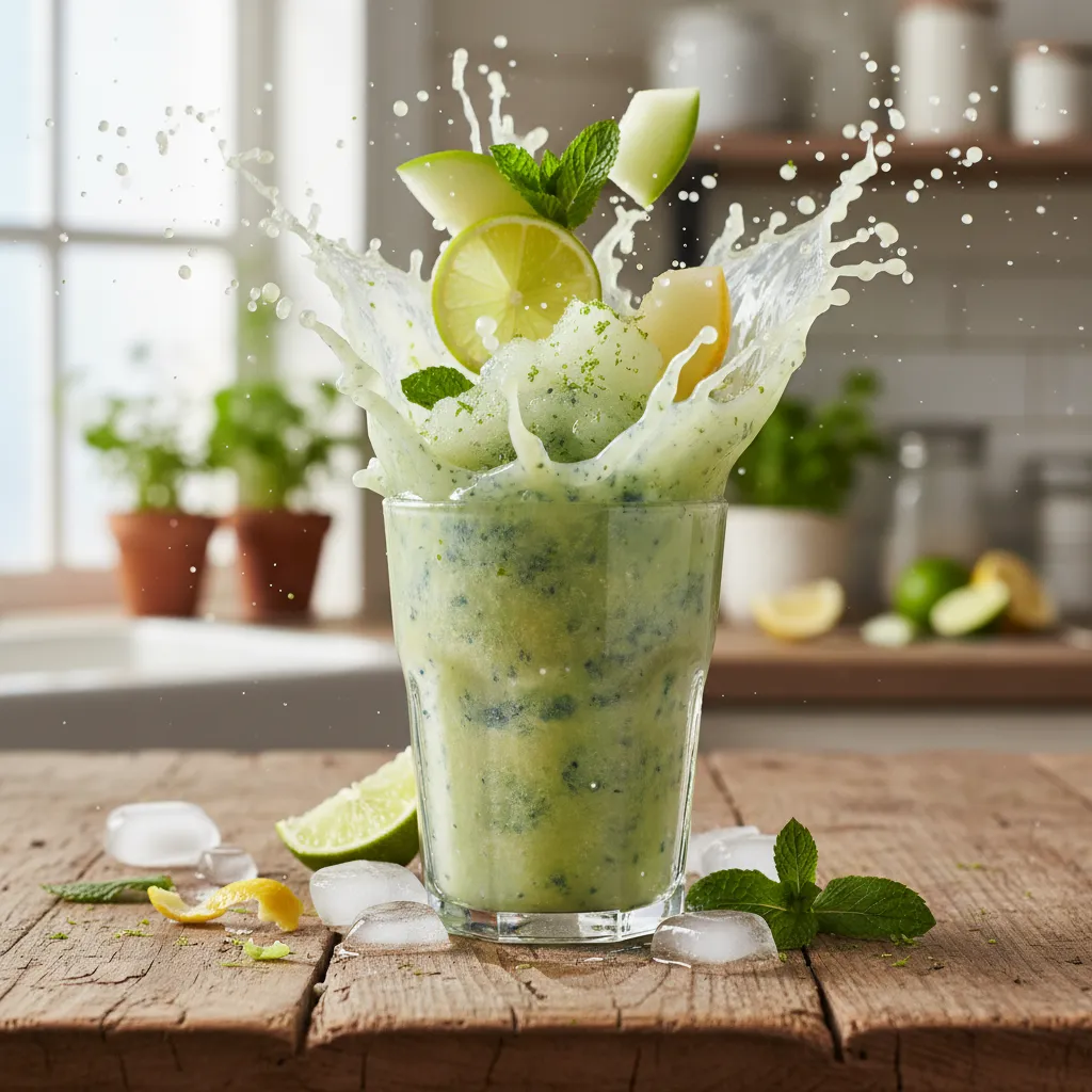 Frosty Citrus and Honeydew Spirulina Smoothie Splash