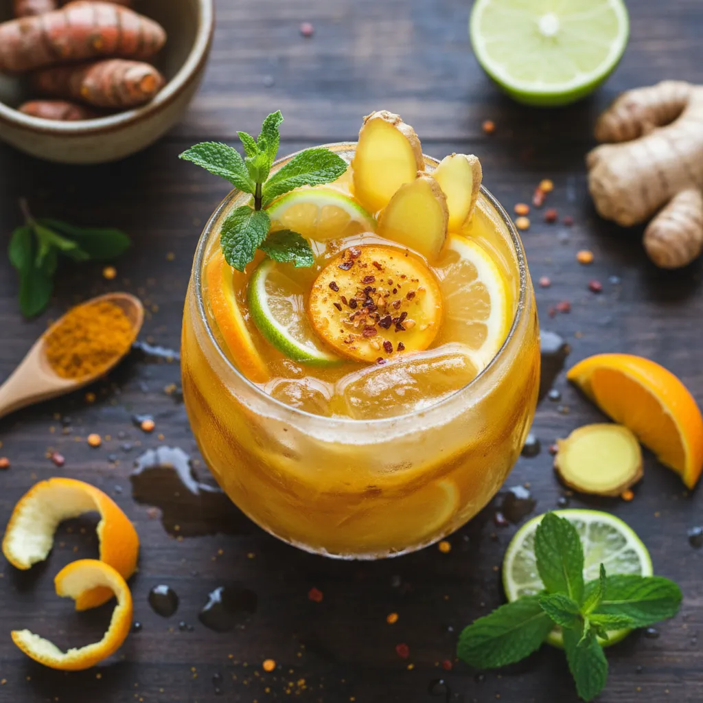 Frosty Ginger Citrus Infusion with Tangy Turmeric Boost