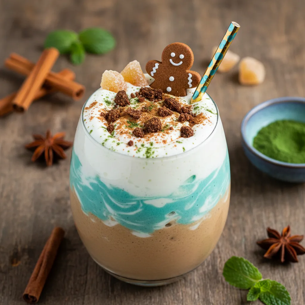 Frosty Gingerbread Chai Smoothie with a Spirulina Twist