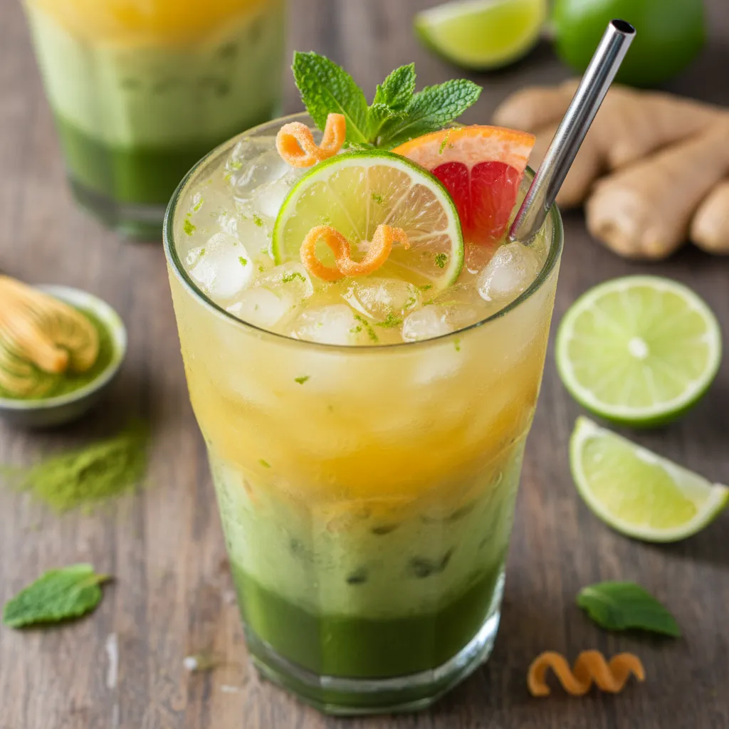 Frosty Matcha Ginger Citrus Cooler