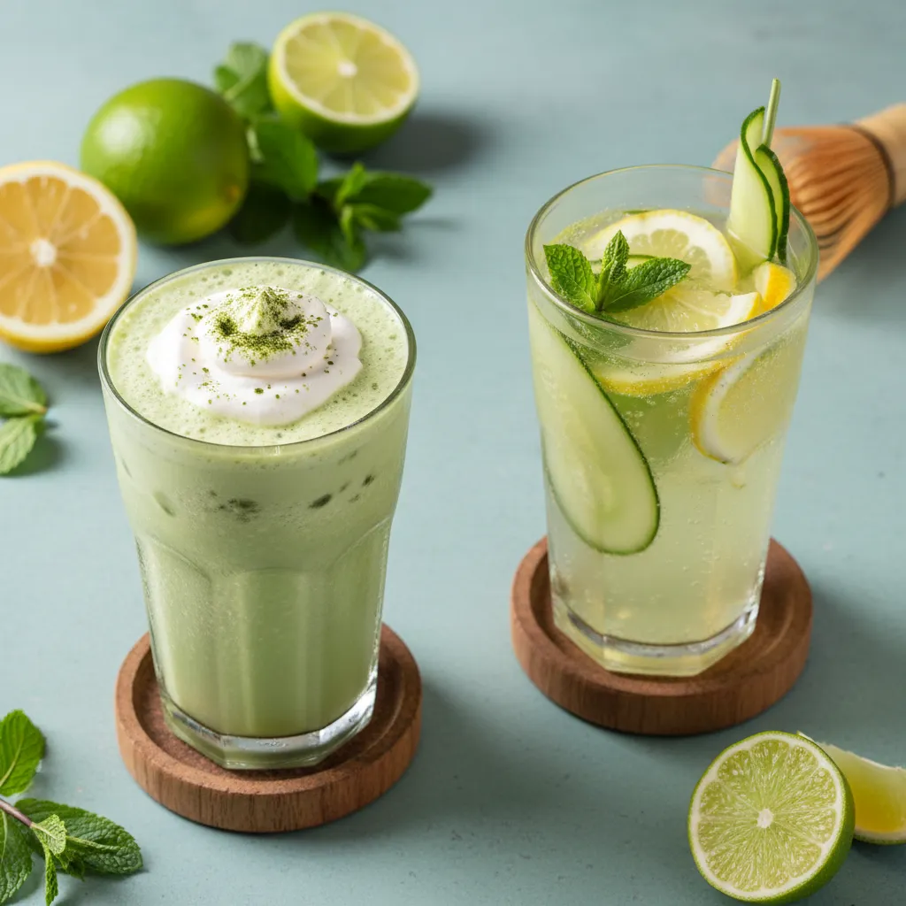 Frosty Matcha and Cucumber Citrus Spritzer