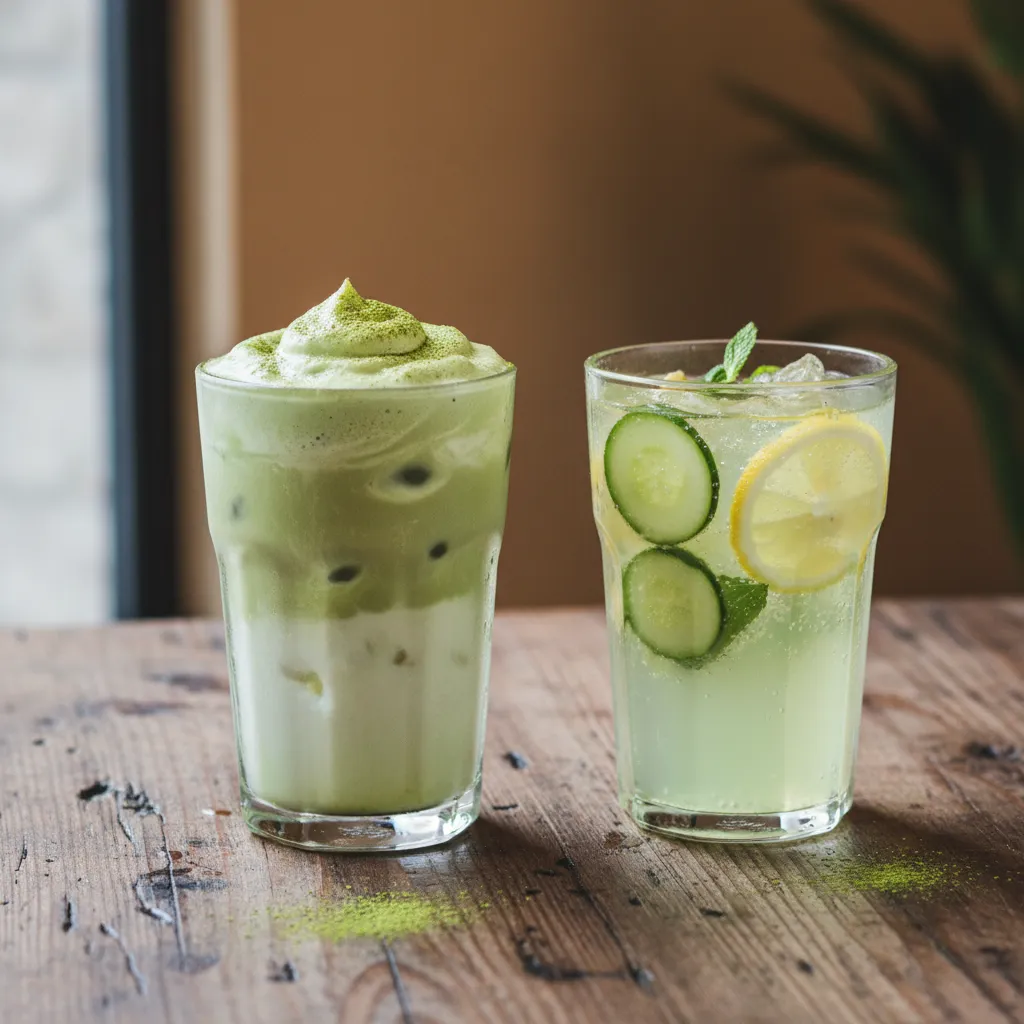 Frosty Matcha and Cucumber Citrus Spritzer