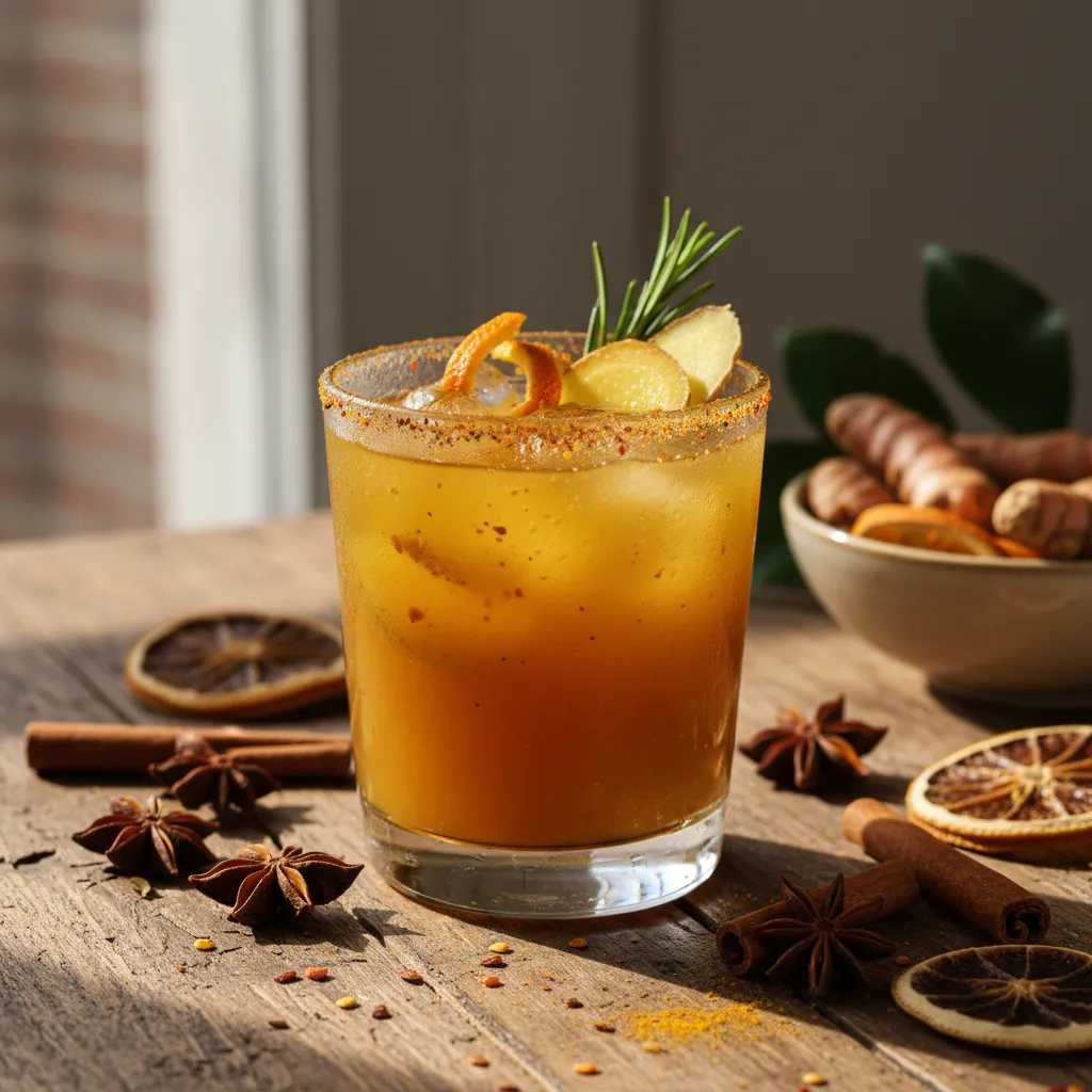 Frosty Spiced Citrus Turmeric Elixir with Ginger Infusion