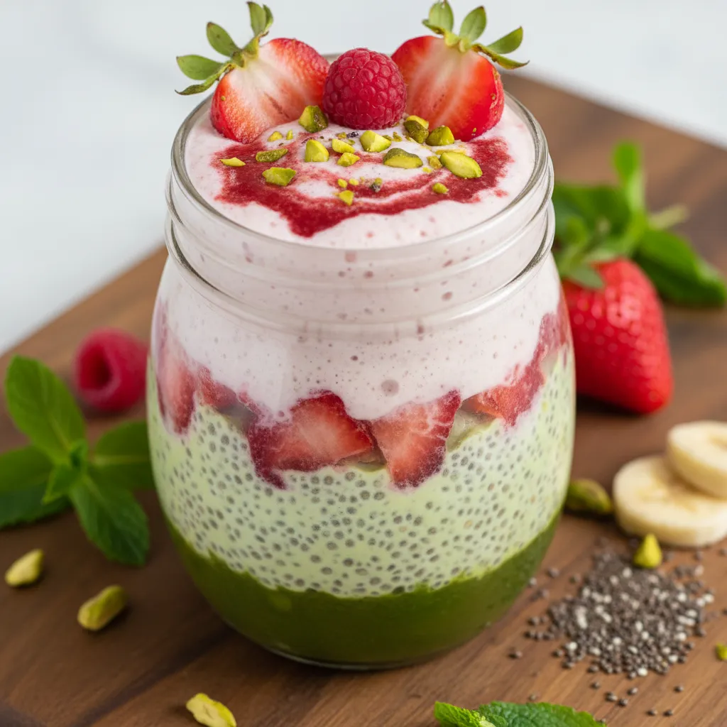 Frosty Strawberry Matcha Chia Infusion Smoothie