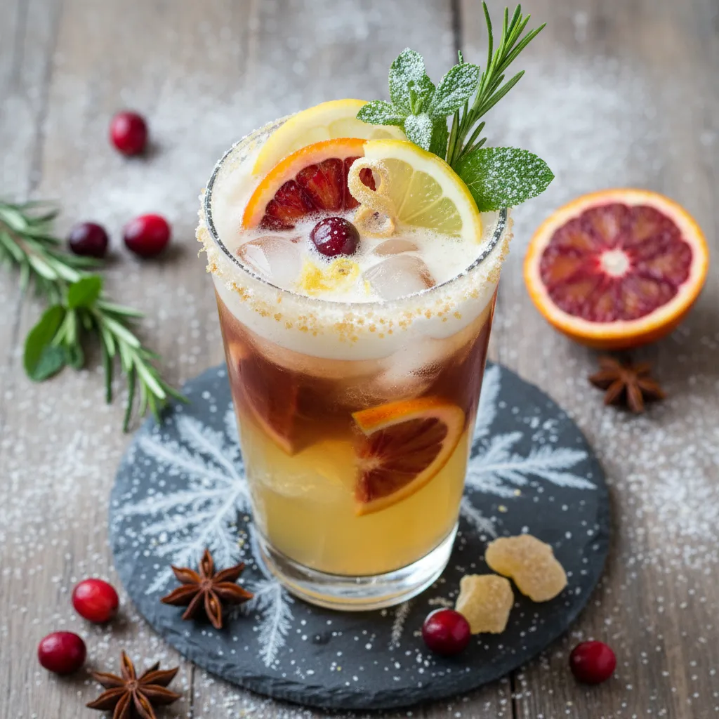 Frosty Winter Citrus & Ginger Sparkler