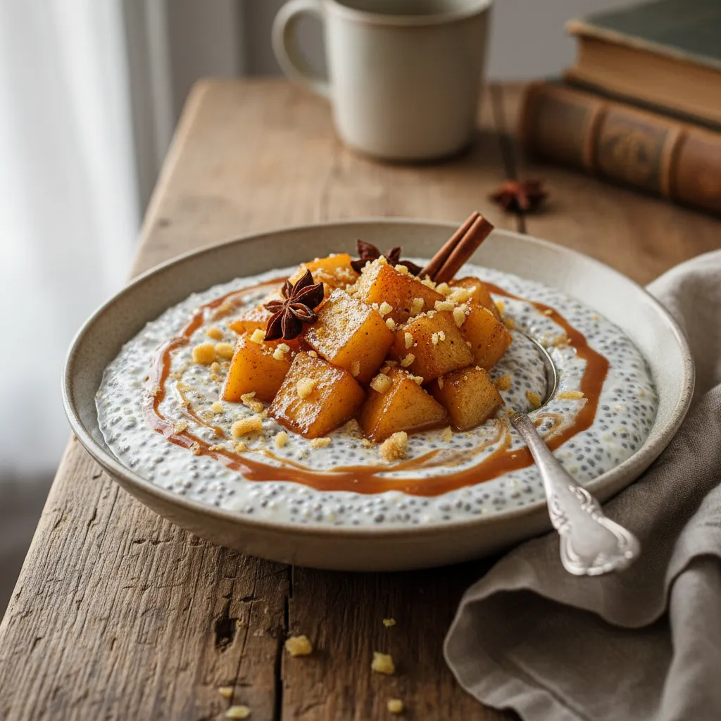 Ginger-Spiced Caramelized Apple Chia Pudding Delight