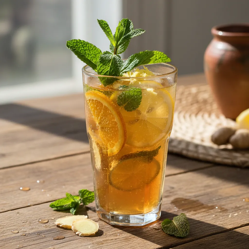 Ginger Citrus Spritz with Fresh Mint Infusion