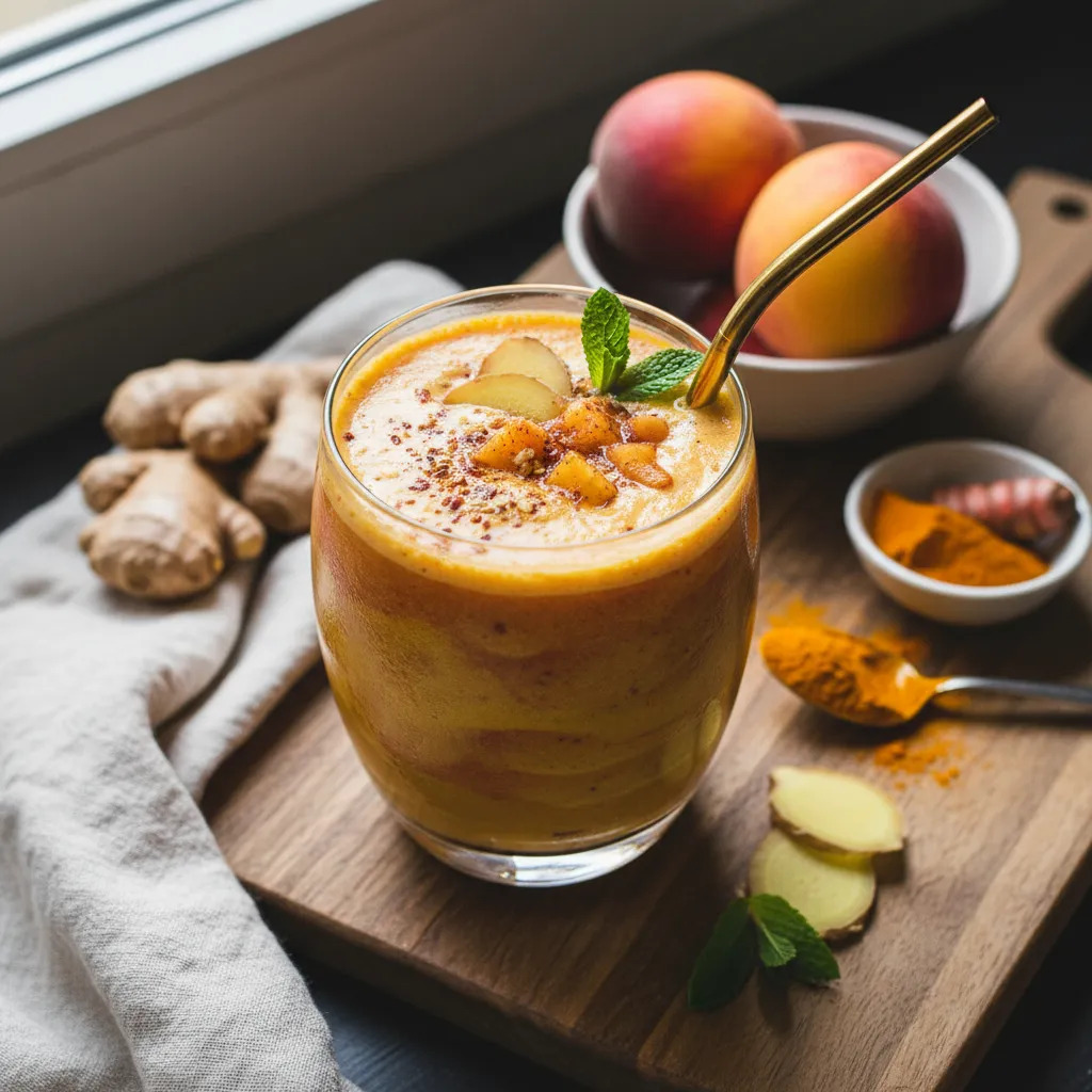 Ginger Peach Turmeric Infusion Smoothie