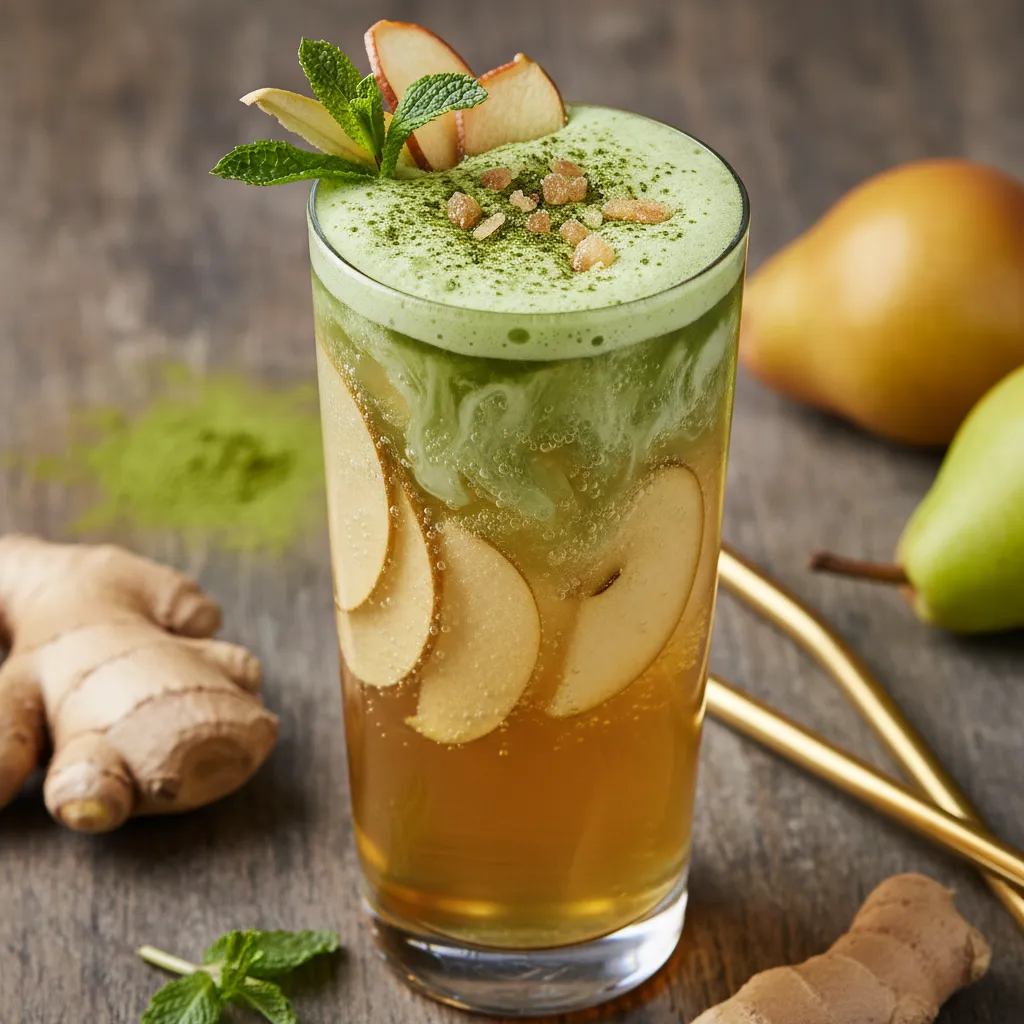 Ginger Pear Infusion Sparkler with Matcha Twist