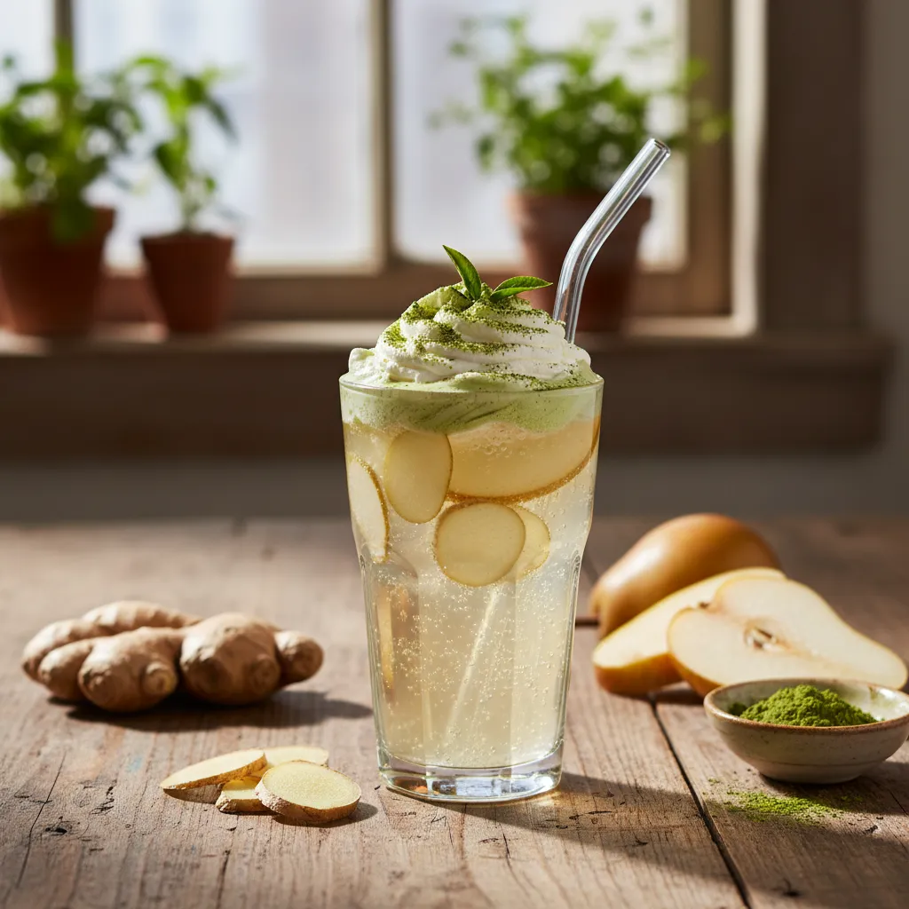Ginger Pear Infusion Sparkler with Matcha Twist