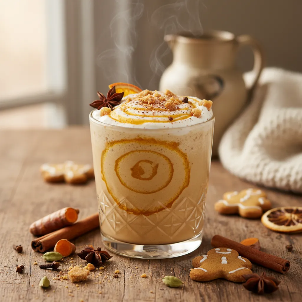 Gingerbread Chai Infusion Smoothie with Turmeric Swirl