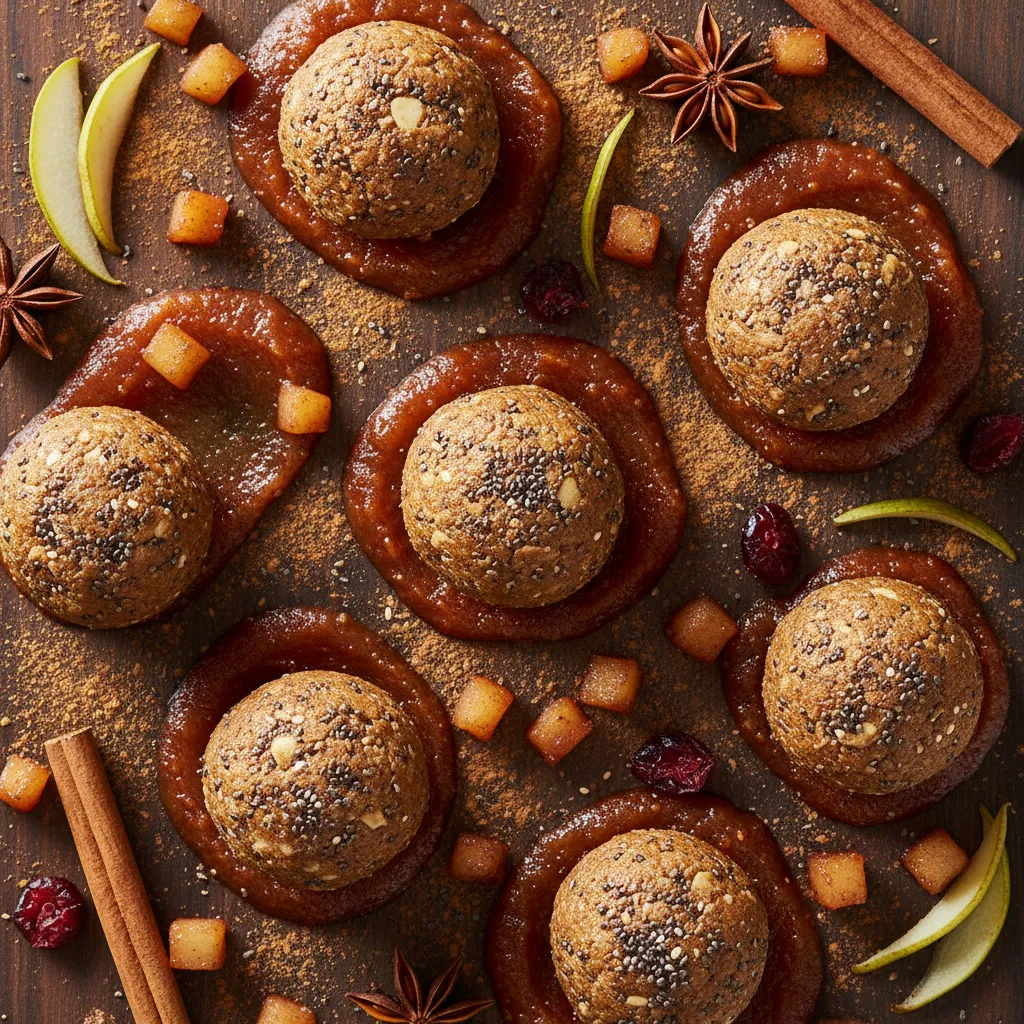 Gingerbread Chia Energy Bombs with Spiced Pear Swirl
