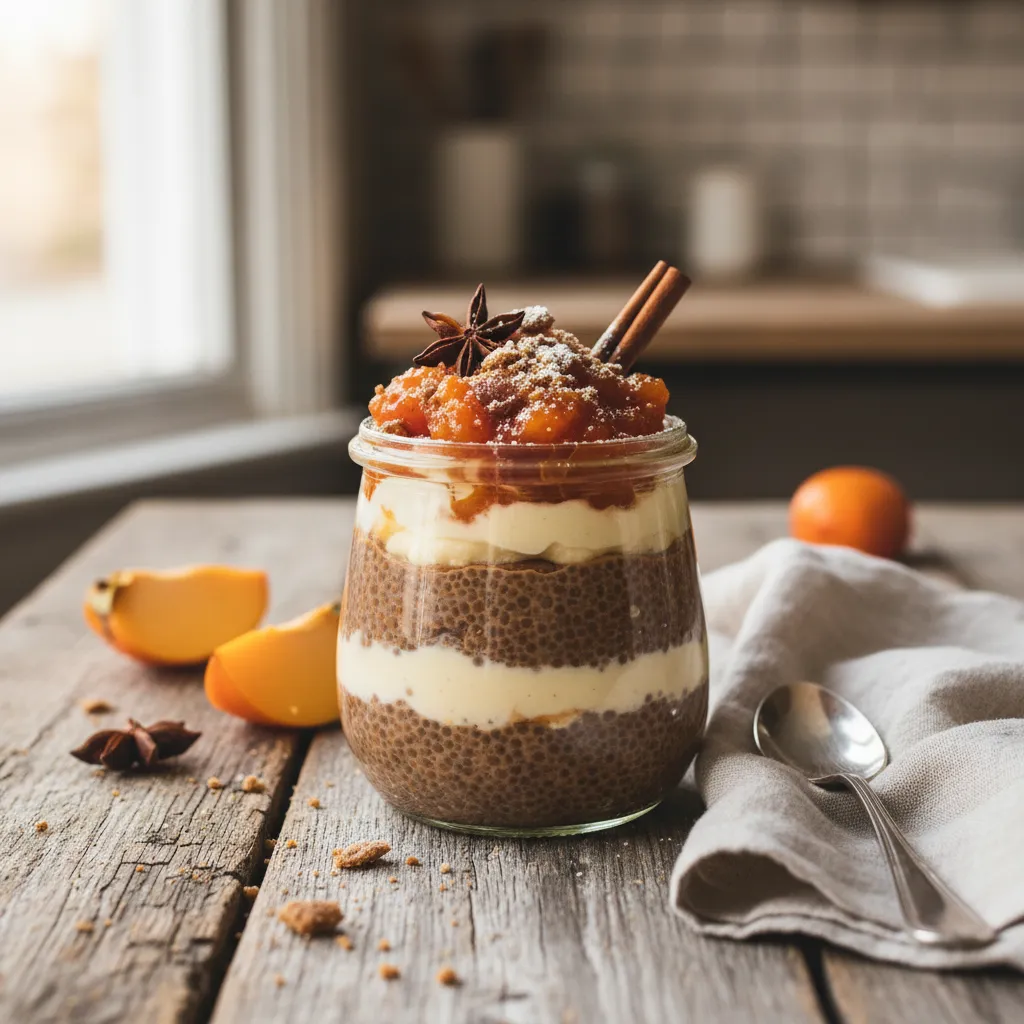 Gingerbread Chia Pudding with Spiced Persimmon Compote