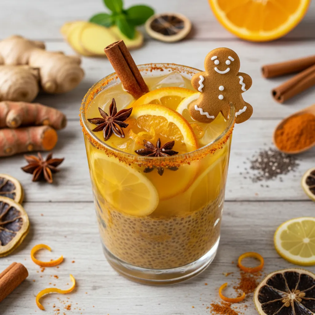 Gingerbread Chia Refresh with Turmeric Citrus Infusion