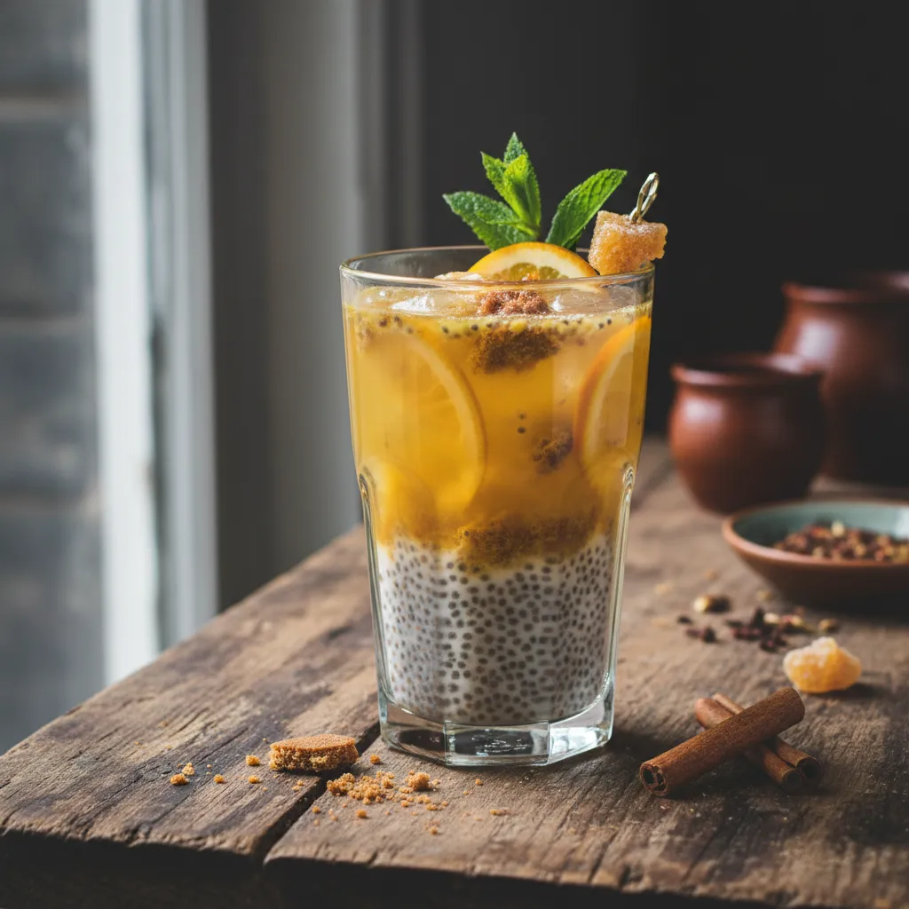 Gingerbread Chia Refresh with Turmeric Citrus Infusion