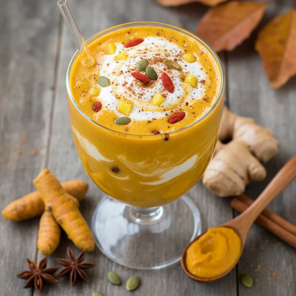 Golden Pumpkin Turmeric Infusion Smoothie with Ginger
