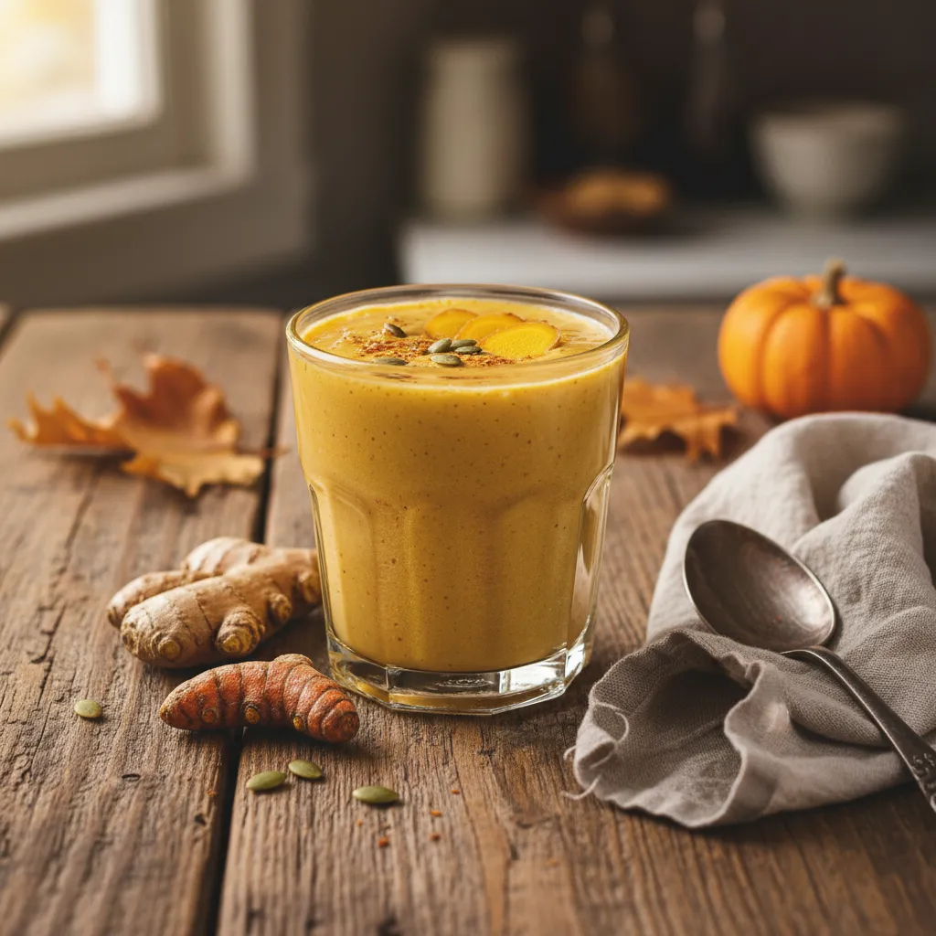 Golden Pumpkin Turmeric Infusion Smoothie with Ginger
