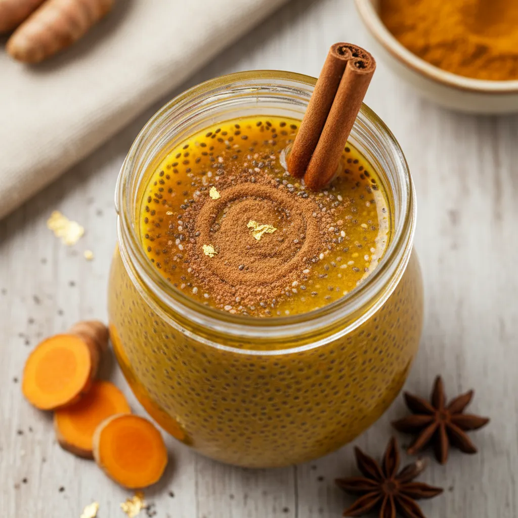 Golden Turmeric Chia Fresh Juice with Cinnamon Infusion