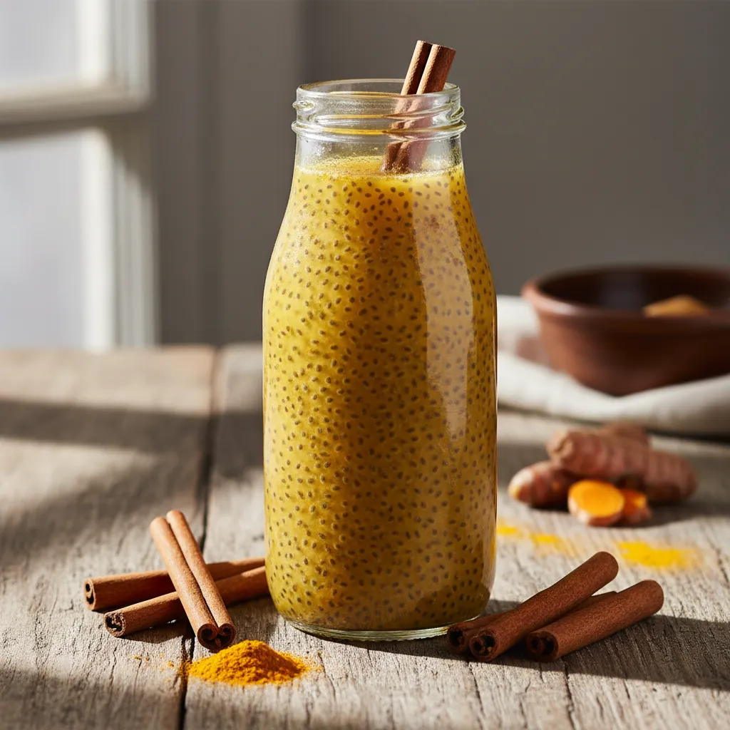Golden Turmeric Chia Fresh Juice with Cinnamon Infusion